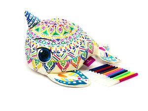 BALLENA UNICORNIO. MANDALA 3D PARA COLOREAR