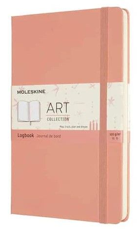 LIBRETA ART LOGBOOK ROSA GRANDE HOJA PUNTEADA TAPA DURA